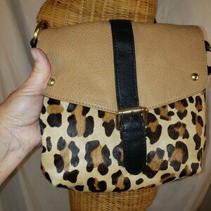Vintage Via Neroli Leopard Print & Leather Crossbody Handbag